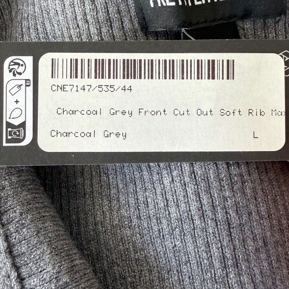 PrettyLittleThing Charcoal Gray Front Cut Out Soft Rib Knit Maxi Dress Size L - Picture 10 of 11